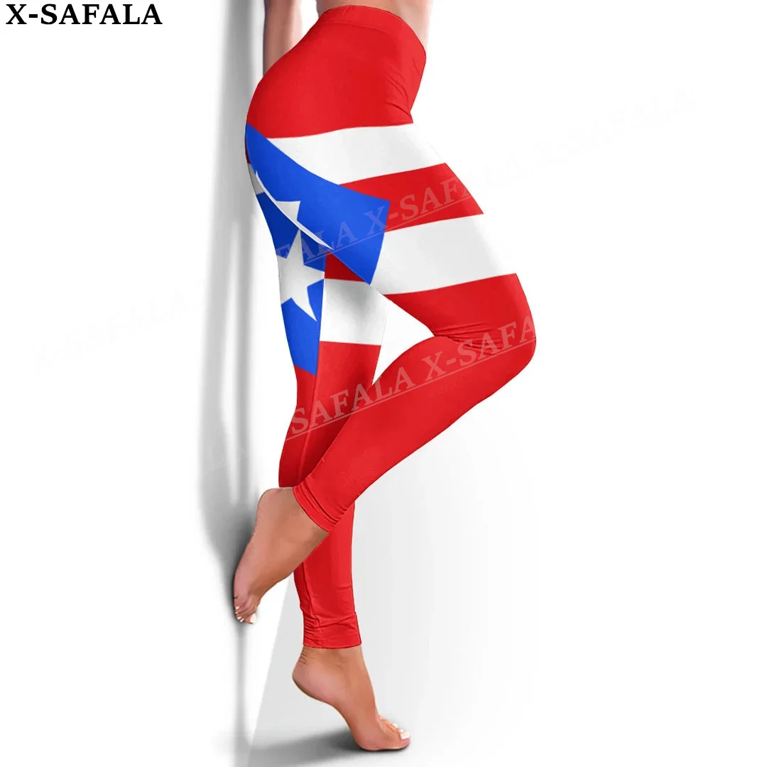 Puerto Rico Coat Of Arms Love Country Leggings 3D Print Women Yoga Girl Stretch GYM Slim High Waist Legging Summer Sports-1