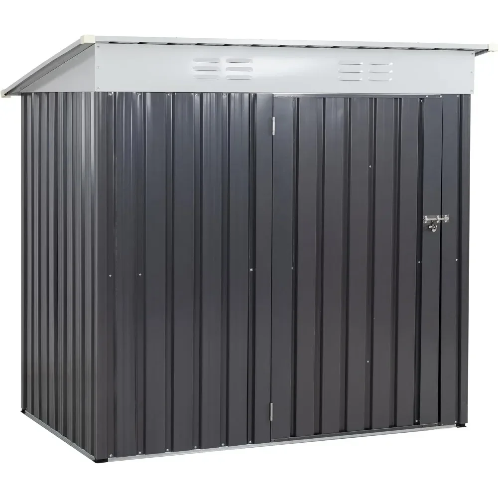 6x4 FT Storage Shed, Waterproof Metal Garden Sheds with Lockable Double Door, Weather Resistant Steel Tool Storage House Shed