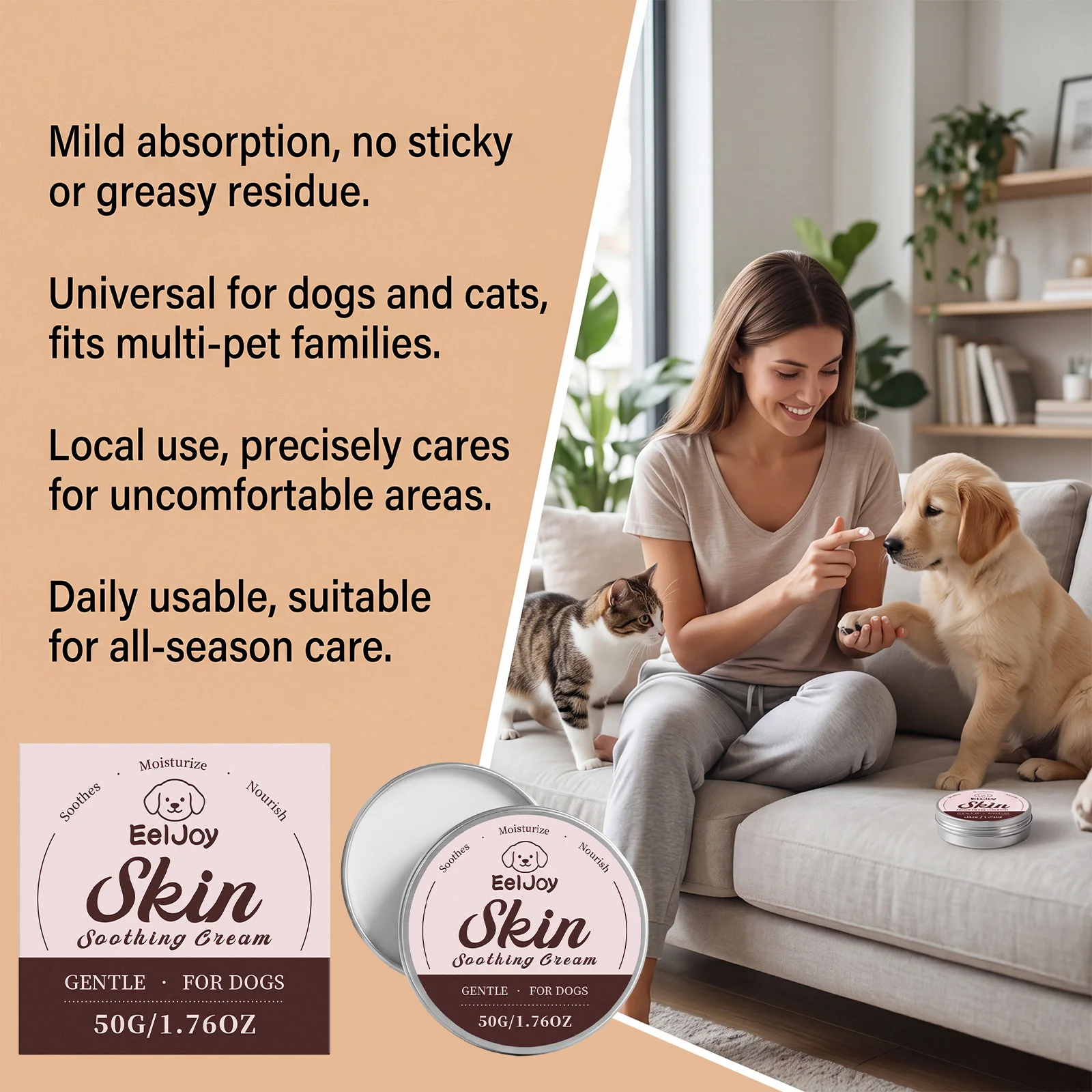 Dog Skin Soothing Cream Moisturizing Reduce Scratching Dry Cracked Paw Repair Nourishing Hair Care Pet Itch Relief Ointment Balm