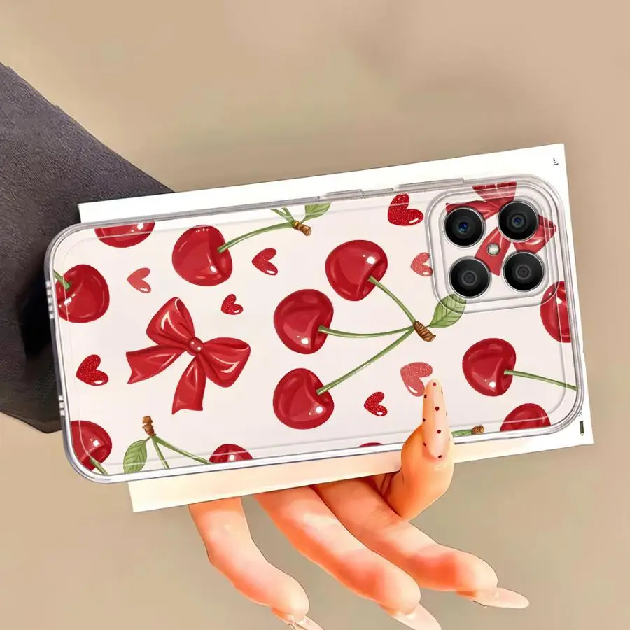 Coque à motif de fraise imprimé dessin animé, transparente et souple, pour Honor X9b X9a 90 Lite Y9 Prime 2019 X8b X7b