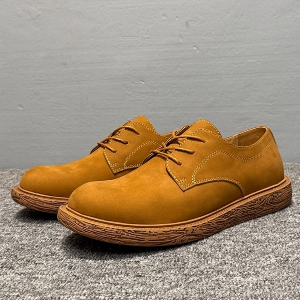 

QHCCID Men's Lightweight Breathable Cowhide Casual Shoes Fashionable Retro Style Outdoor Autumn Model Trendy Comfortable