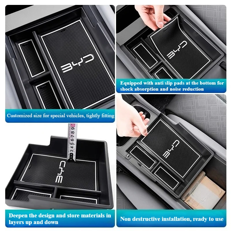 For BYD ATTO 3 Yuan Plus 2022-2025 Armrest Box Storage Box Central Control Lower Storage Box Car Interior Storage