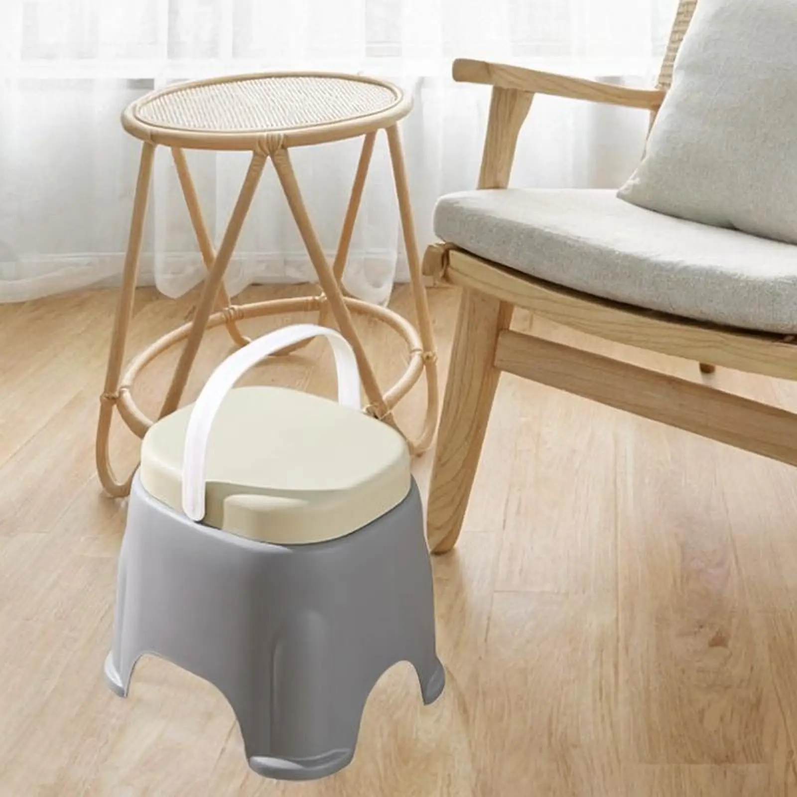 Step Stool Bathroom Stool with Handle Training Stool Stable Creative Foot Rest Shoe Changing Stool for Dining Chair Garage