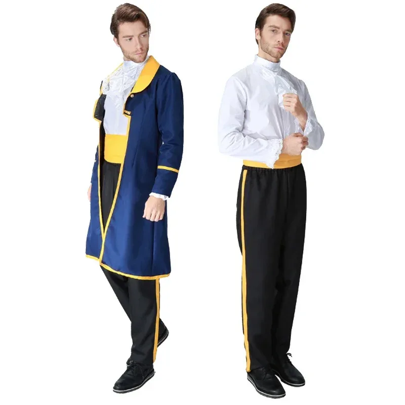 Halloween La Bella e la Bestia Abito da principessa giallo Principe Coppia Costume Adulto Belle Costumi Spettacolo teatrale Cosplay Fancy Party Dress