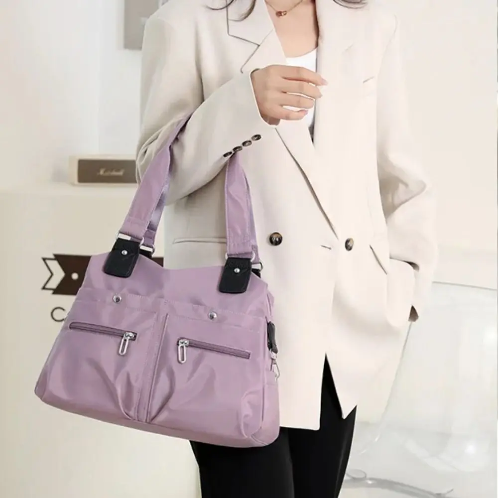 

Sweet Nylo Shoulder Bag Multi-pocket Large Capacity Casual Tote Bag Solid Color Lightweight Underarm Packs Shopping
