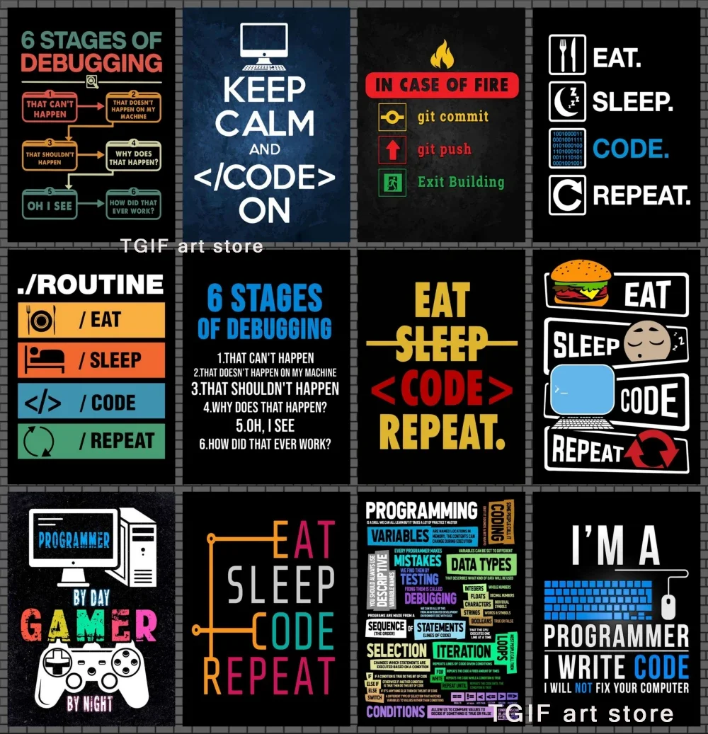 Abstract Game Poster Programmer Gamer Canvas Painting Inspirational Posters Prints Wall Art Pictures for Living Room Home Decor