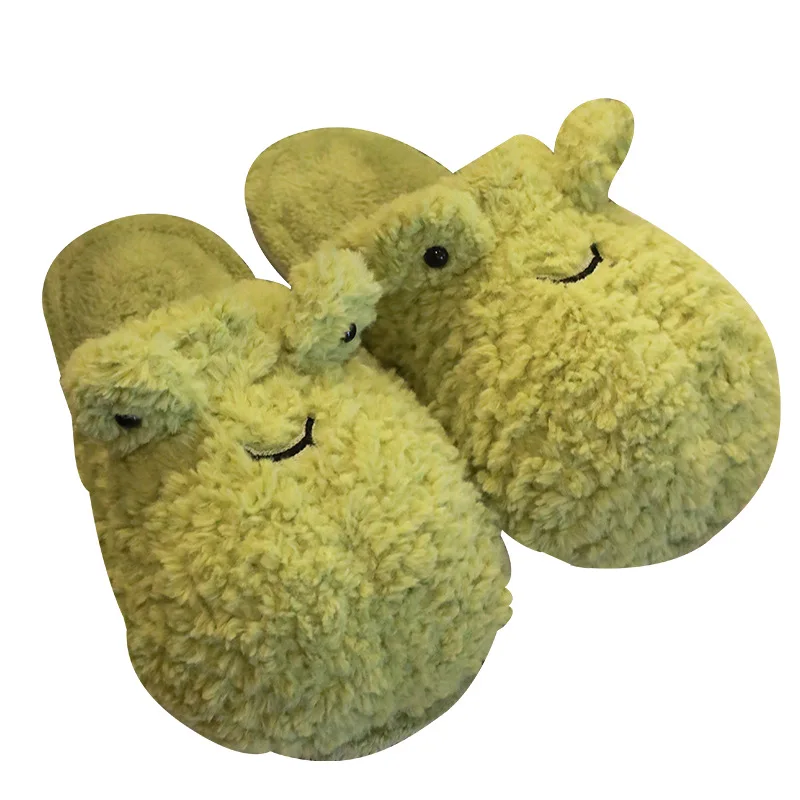Slippers for Women Cute Frog Winter New Slippers Indoor House Shoes Warm Plush Slipper Couples Home Platform Footwear Wholesale