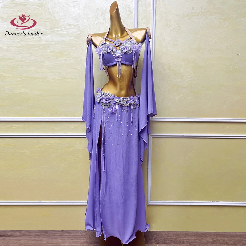 Traje de danza del vientre para mujer, nuevo estilo de traje de práctica de danza oriental para mujer