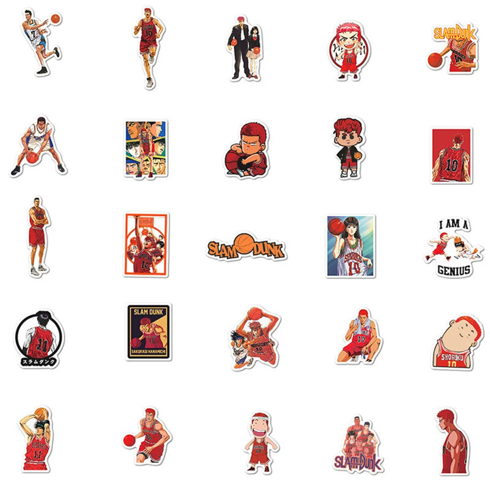 50 SZTUK Anime Slam Dunk Graffiti Wodoodporna Naklejka Kreatywna Dekoracyjna Naklejka Lodówka Deskorolka Kask Gitara