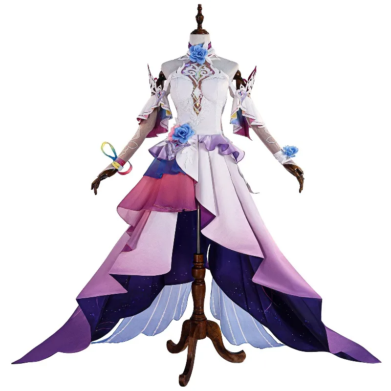 Cyrene kostuumspel Honkai Star Rail cosplay paarse lange jurk roze pruik rollenspel outfit volledige set voor vrouwen themafeest