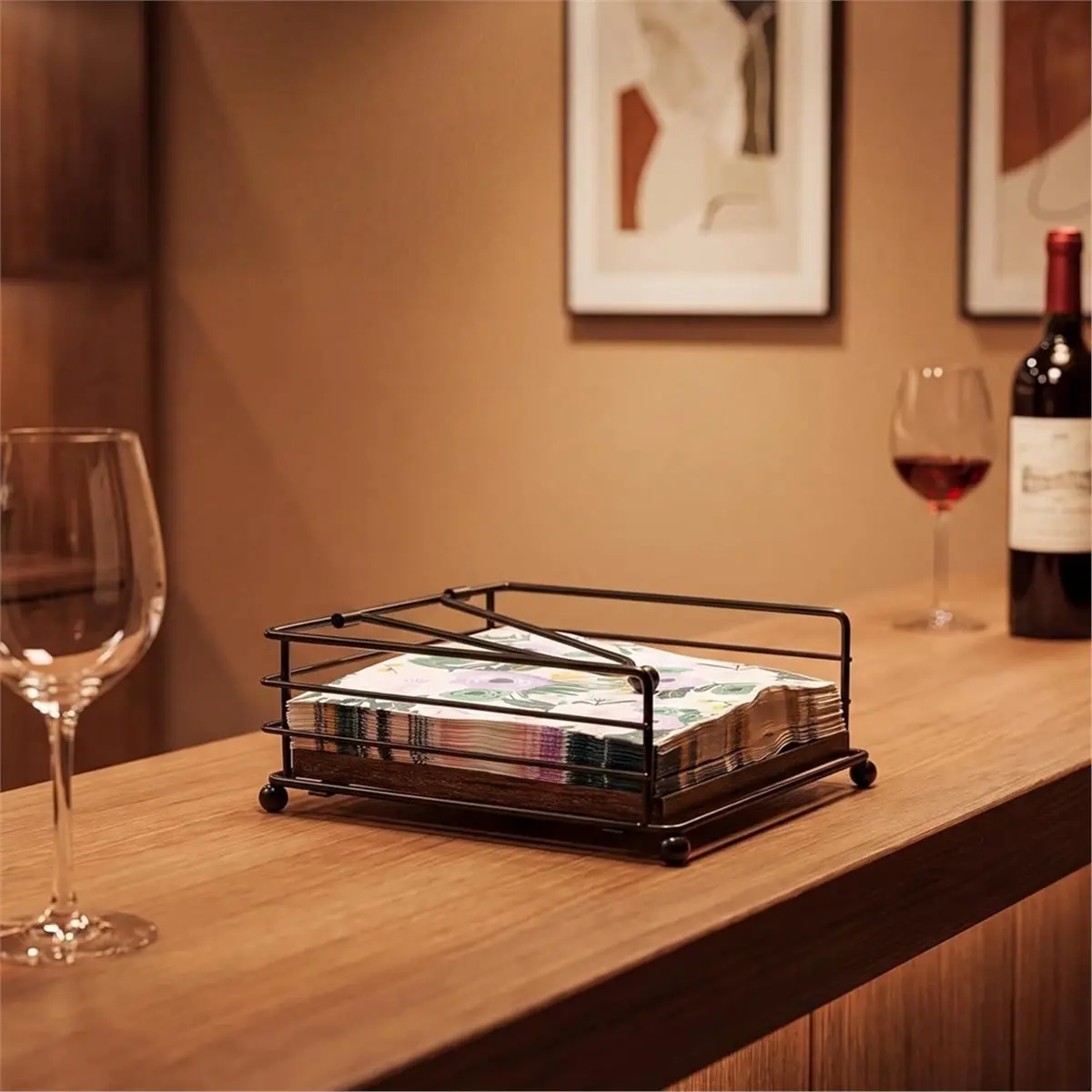 Napkin Holder for Table, Rustic Napkin Holder with Weighted ,Modern Farmhouse Napkins Holder for BBQ,Picnic,Party