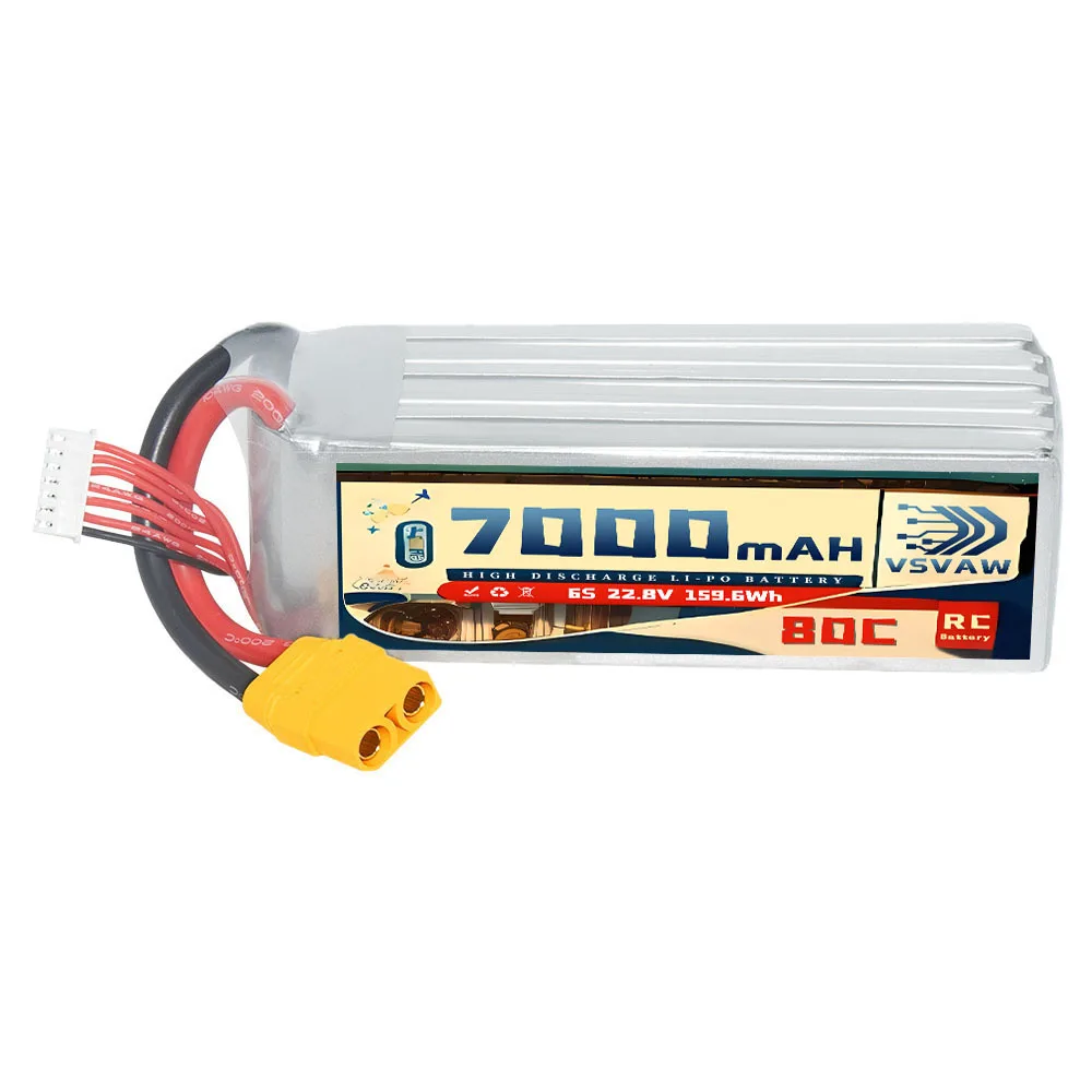 VSVAW Battery 7000mAh 6S 22.8V 80C/160C Helicopter Model FPV High Rate RC Vehicle and Vessel Model Lipo Battery HV