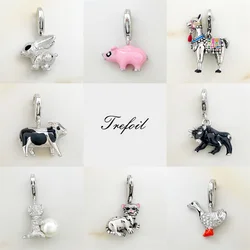 Alpaca Llama Rabbit Charms Cow Goose Pendant,Fashion Jewelry 925 Sterling Silver Cute Gift For Women Girls Fit Bracelet Necklace