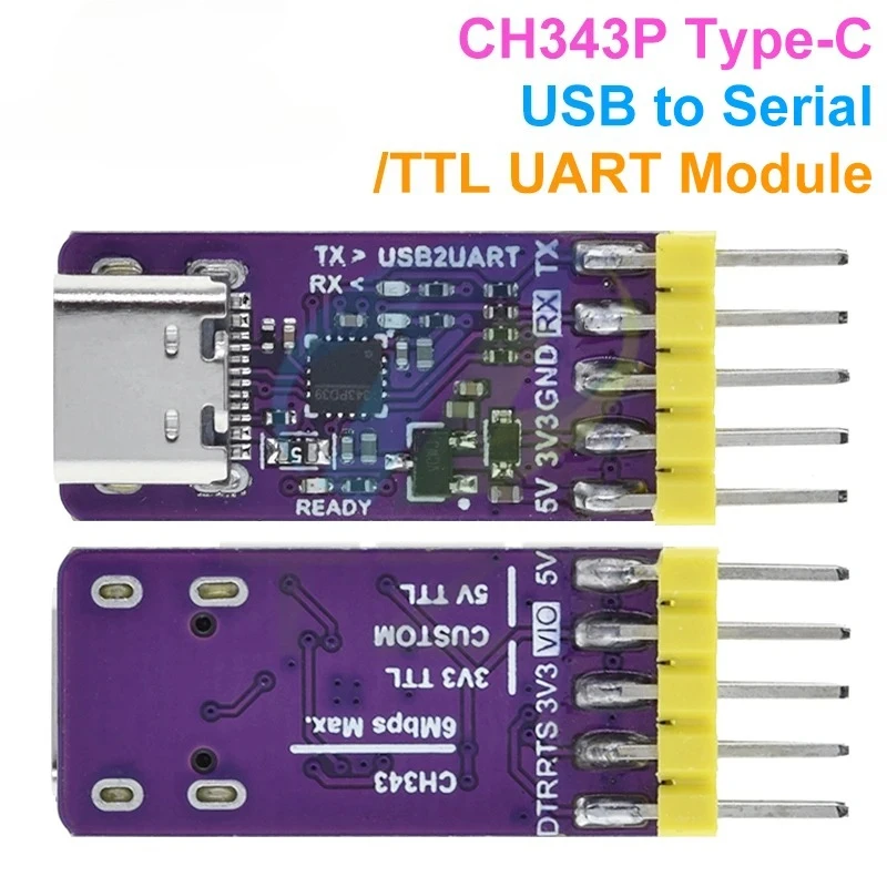 

1/3 шт. CH343P модуль USB к последовательному порту 6 Мбит/с 5 В 3,3 В TTL UART CH343 отладка записи загрузки переключатель типа C вместо CH340