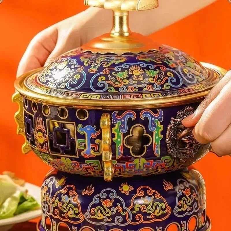 

Cloisonne copper hot pot copper pot household brass old-fashioned single small one person one pot thickened brass