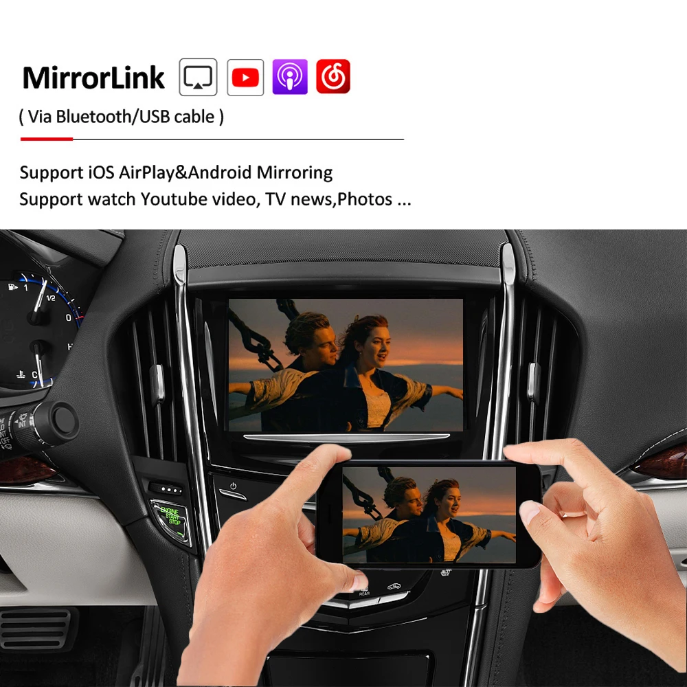 Wireless Apple Car Play Android Auto BOX For CUE Cadillac SRX ATS XTS XT5 CTS ELR Escalade 2013-2018 Mirroring Retrofit Kit