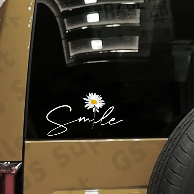 

Дышащая съемная самоклеящаяся наклейка для автомобилей и мотоциклов с цитатой «Улыбка» и дизайном подсолнуха