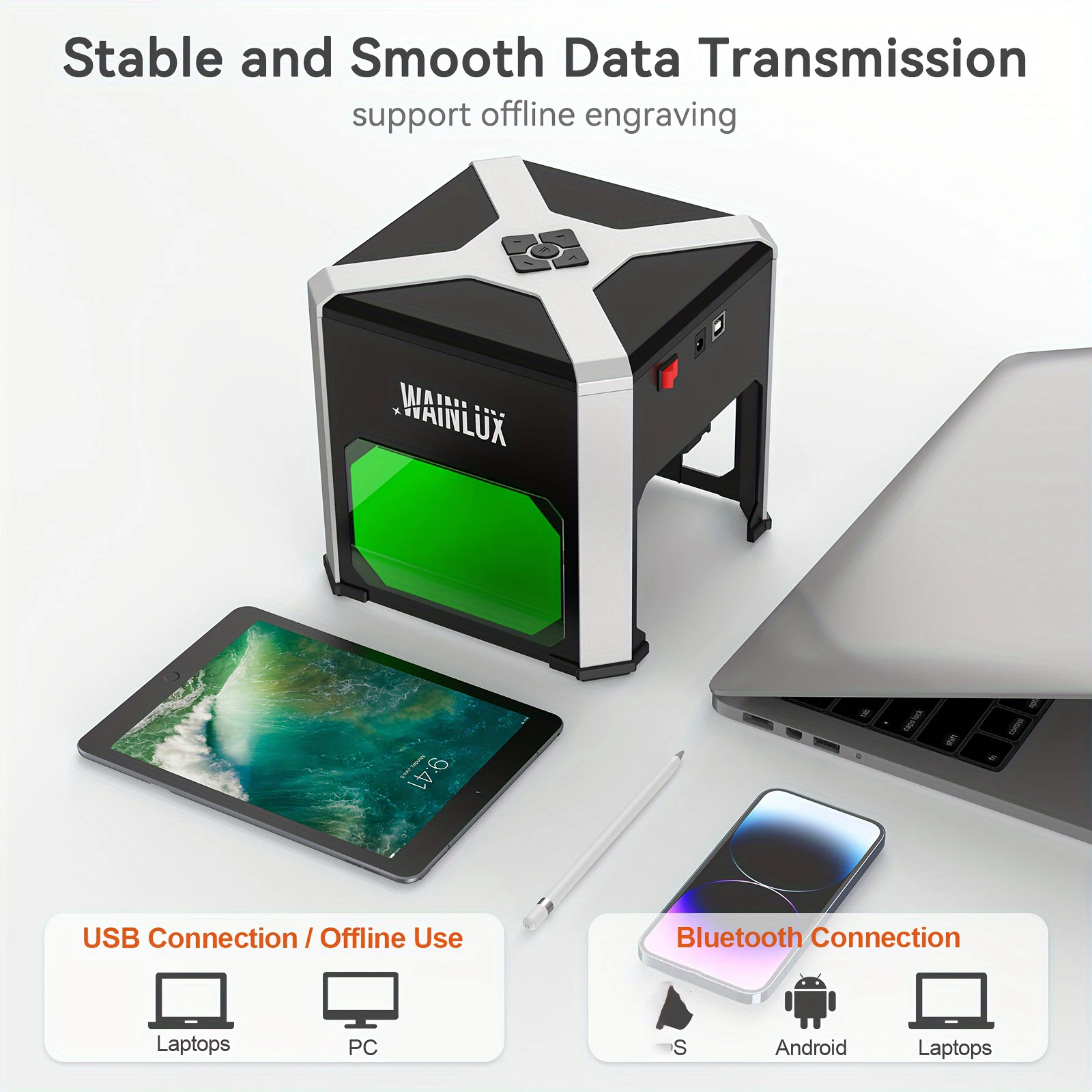 WAINLUX K6 Pro, 3000mW Laser Engraving Machine, 0.05mm Accuracy, BT Connection Portable Mini Laser Cutter Engraver, DIY Art