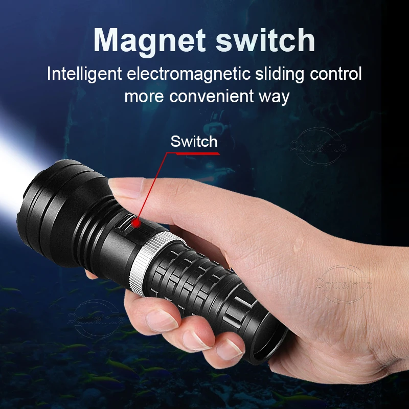 Most Powerful Diving Flashlight High Power LED Flashlight Underwater Dive Torch Waterproof IPX8 Scuba Diving Flashlight Fishing