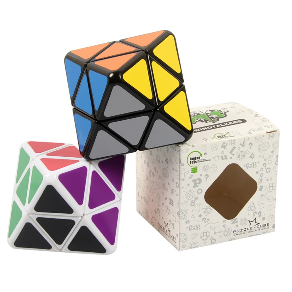 Lanlan Four-Axis Octahedron Black/White Cubo Magico Twist Puzzle Gift Idea 4 Axis Octahedron Magic Cube Cubo Magico Gift