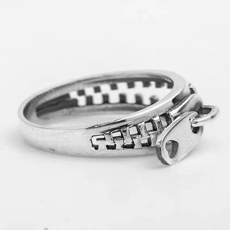 Megin D Silver Plated Retro Zip Vintage Antique Hip Hop Punk Rings for Men Women Couple Friends Gift Fashion Jewelry Bague Anel