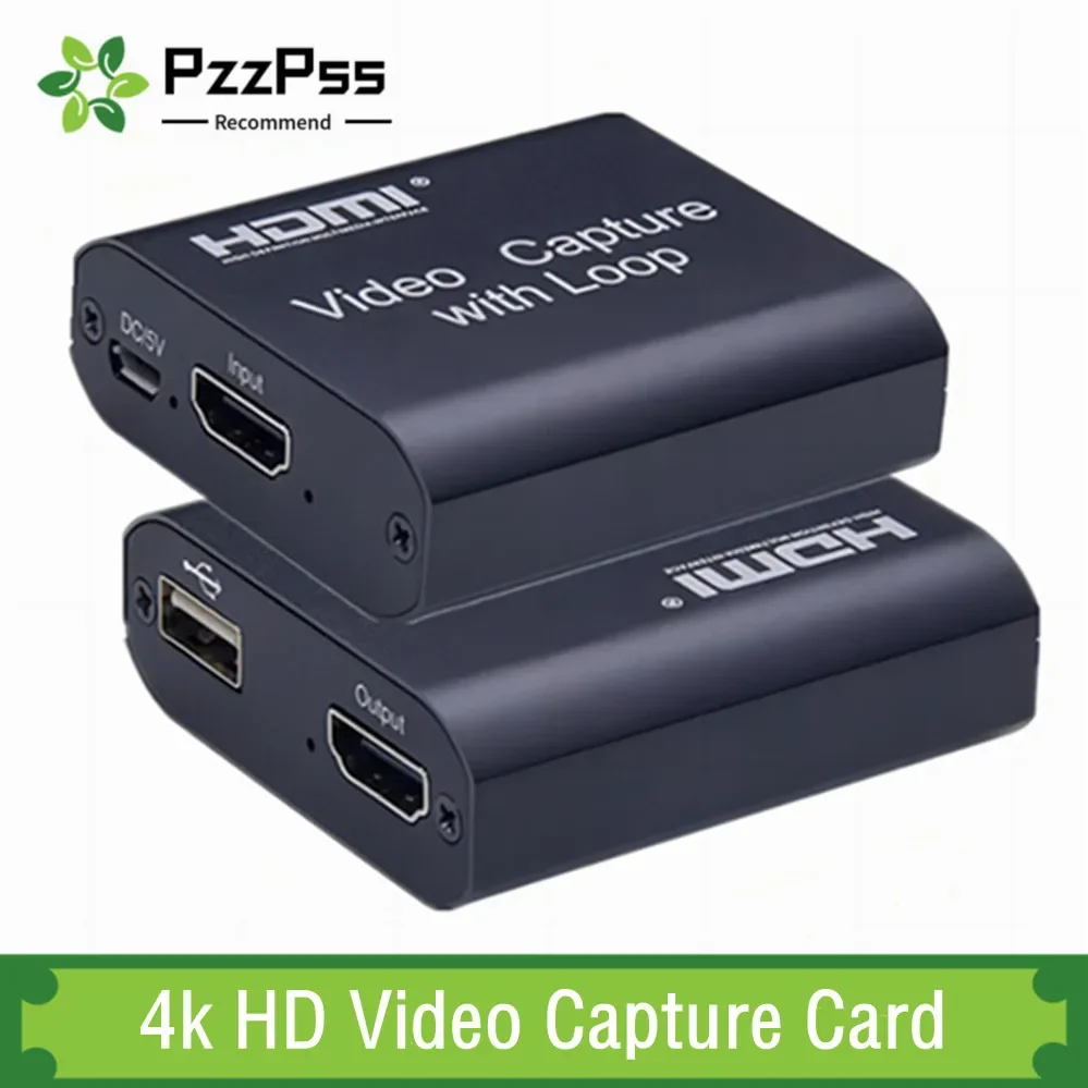 PzzPss-Placa de captura de vídeo 1080P 4K HDMI, compatible con USB 2,0, para grabación de juegos, transmisión en vivo, TV, bucle Local