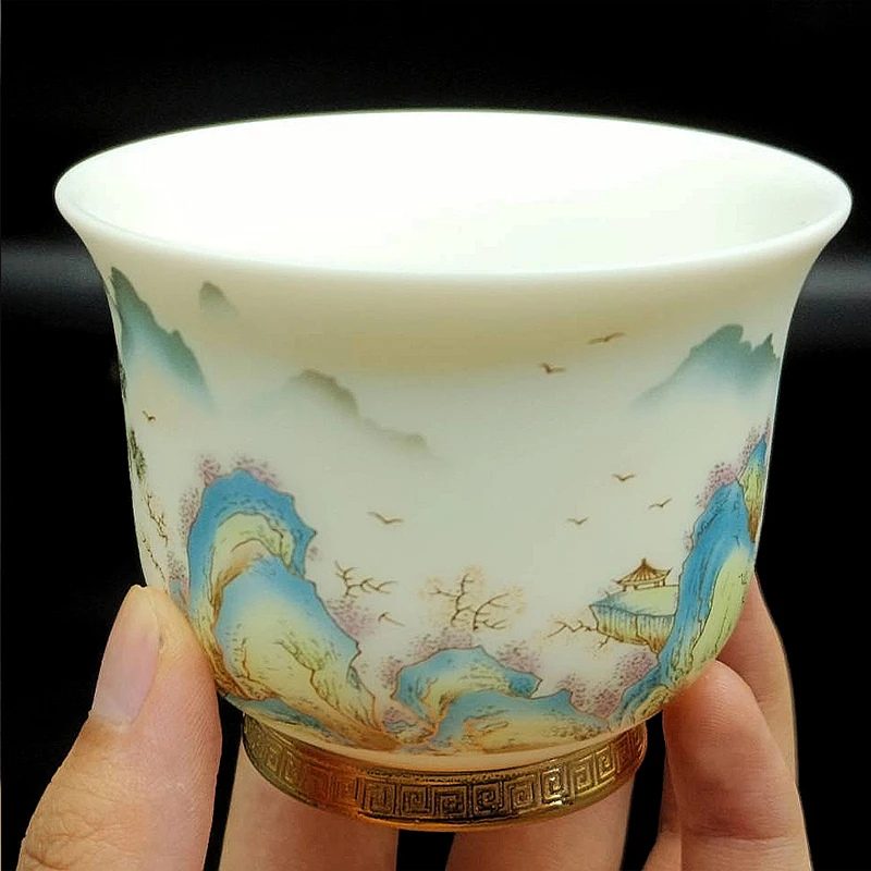 Beautiful Chinese Jingdezhen Porcelain Unusual Kung Fu Ceramic Tea Cup Aesthetic Caneca De Porcelana Handmade Mug Teeware Teware