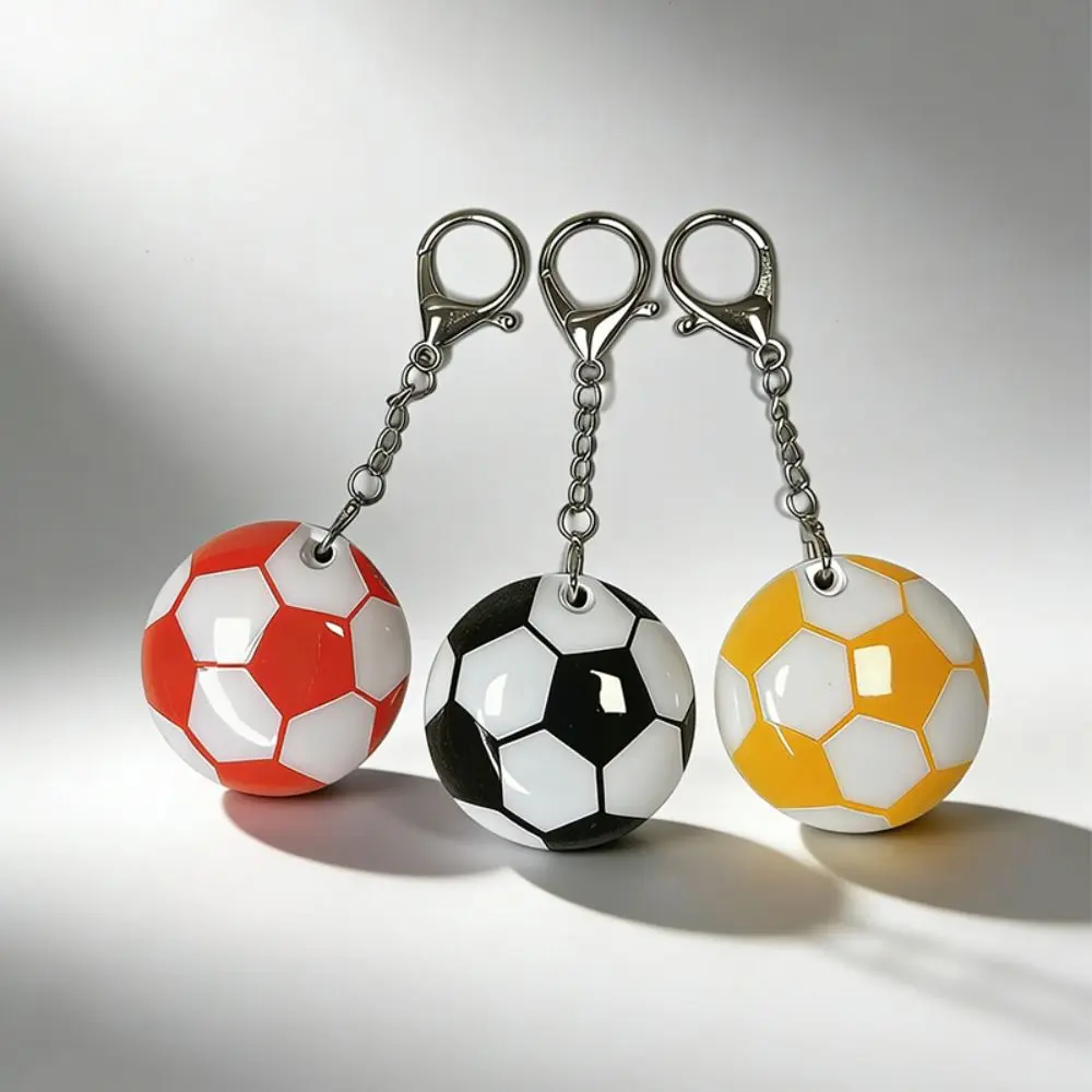 Soft Glow LED Football Keychain Portable Lightweight Soccer Key Ring Hook Ornaments Creative Backpack Light Pendant Football Fan