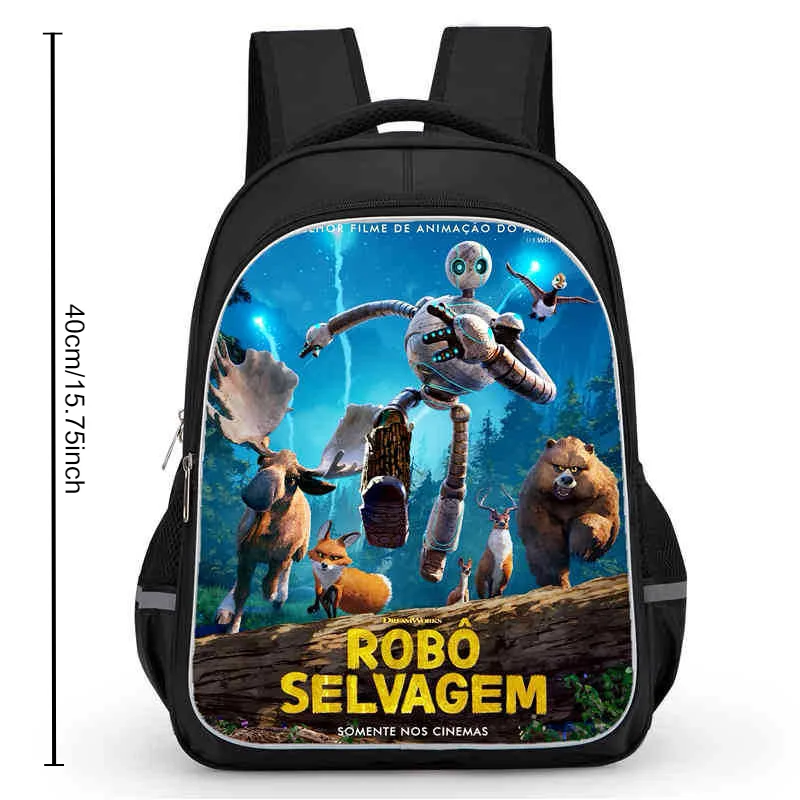 O Robô Selvagem Rozzum Mochilas Escolares para Crianças, Estudantes Livro Pack, Rozzum Mochila, O Robô Selvagem, Presente, 16 ", 15", 13"