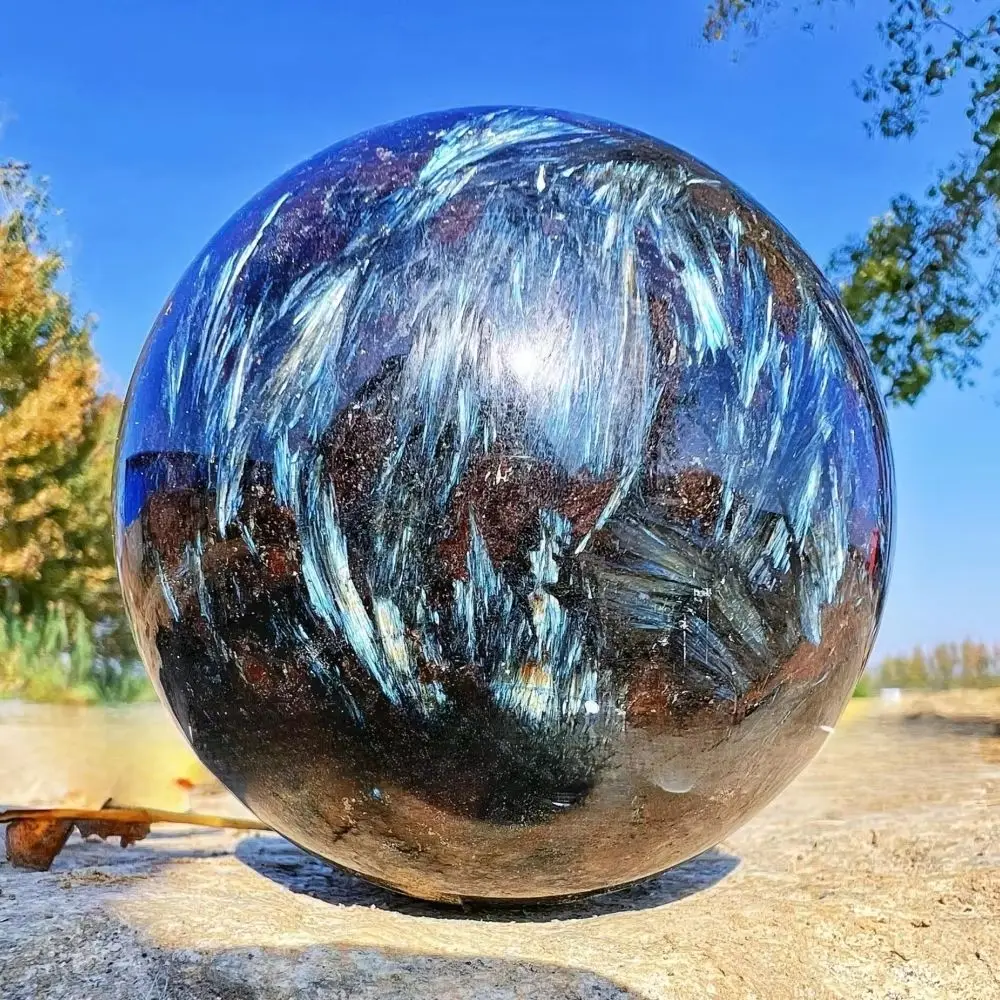 Blue Shimmer Astrophyllite Magic Gemstone Ball Decoration Sphere Crystal Collector Meditation Healing Stone Natural Gift