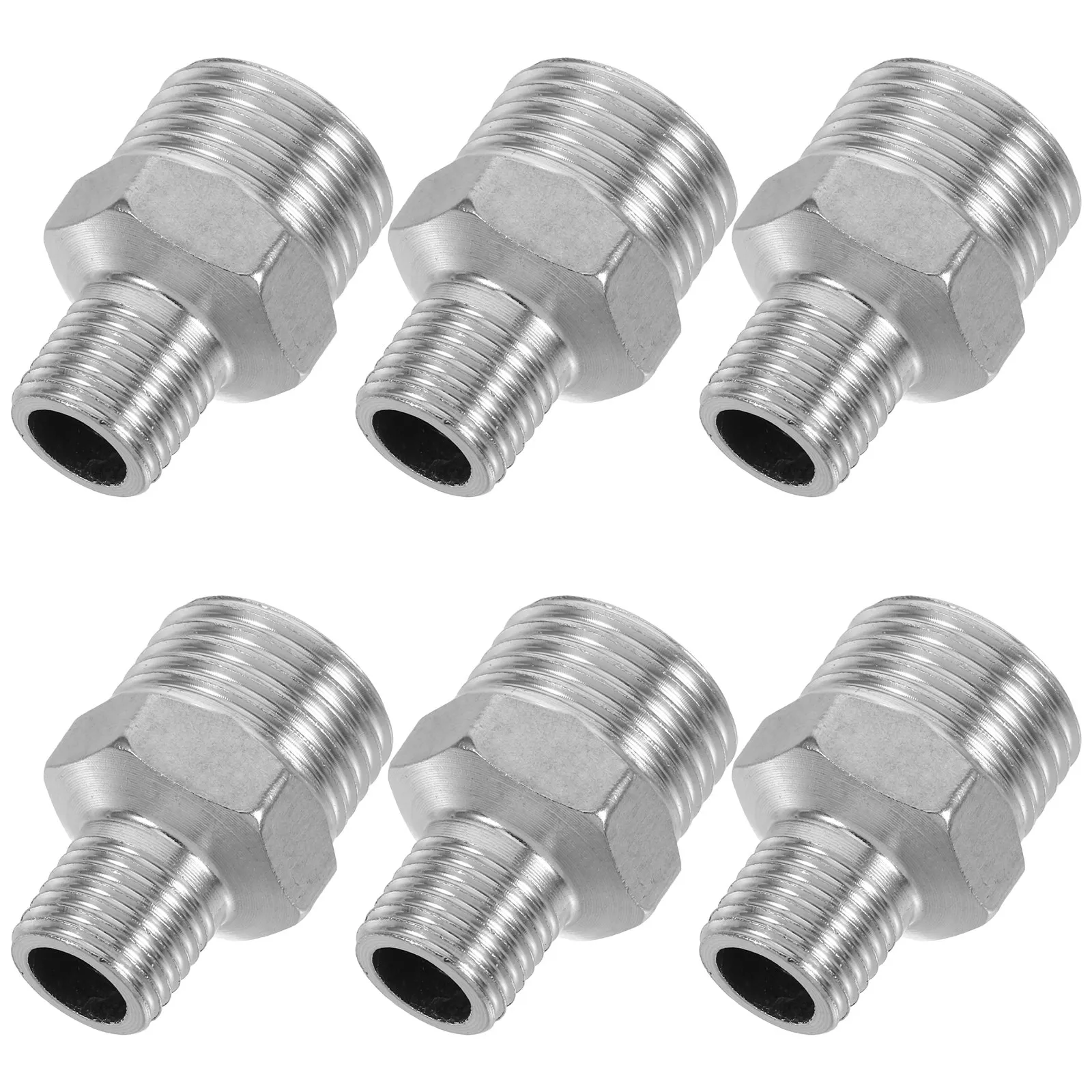

6Pcs Threaded Adapter Stainless Steel Thread Conversion Screw Connector for Hose Faucet Pipe Extension Industrial Applications