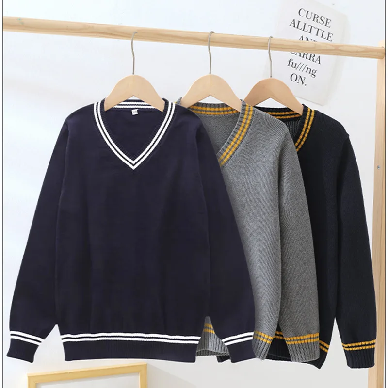 New Fashion Knitted Sweater for Big Boys Korean Teenage School Boys England Style Pullover Sweaters Children Clothing 4-18 Years