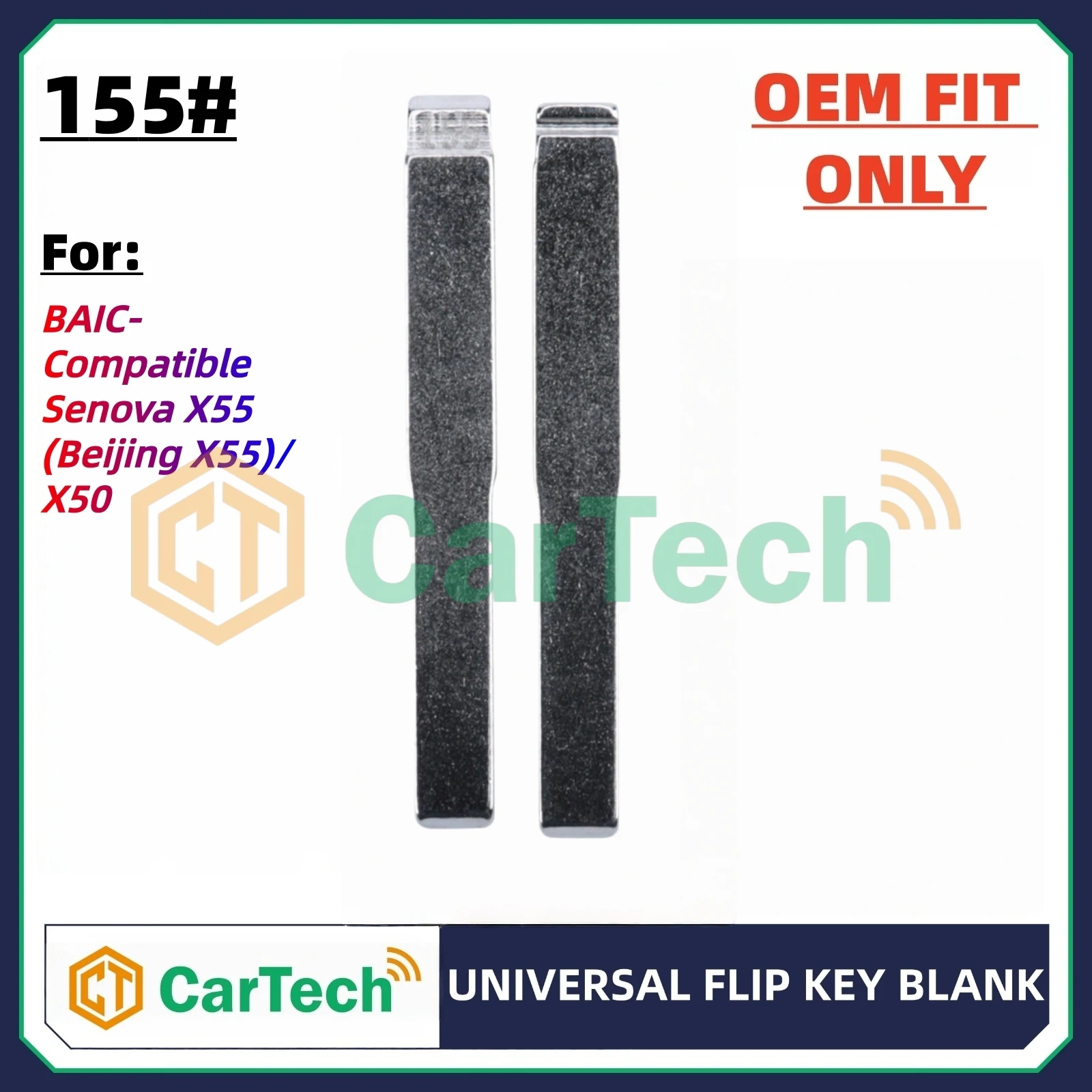 Cartech  155# OEM Style Uncut Blank Key Blade Replacement for Senova X55 Beijing X55 X50 Original Remote Key