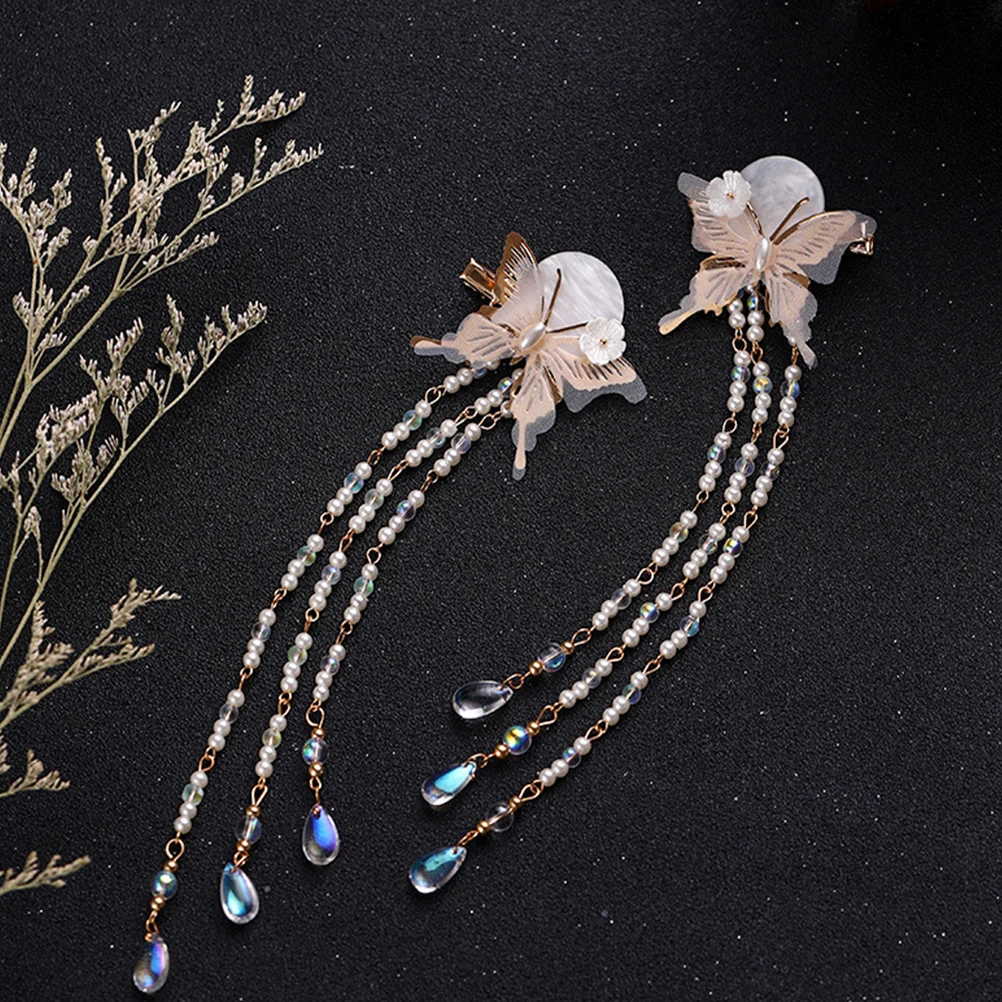 

1 Pair Girl Hanfu Hair Clip Exquisite Tassel Side Clips Stylish Elegant Ancient Chinese Costume Accessory For Party Festival