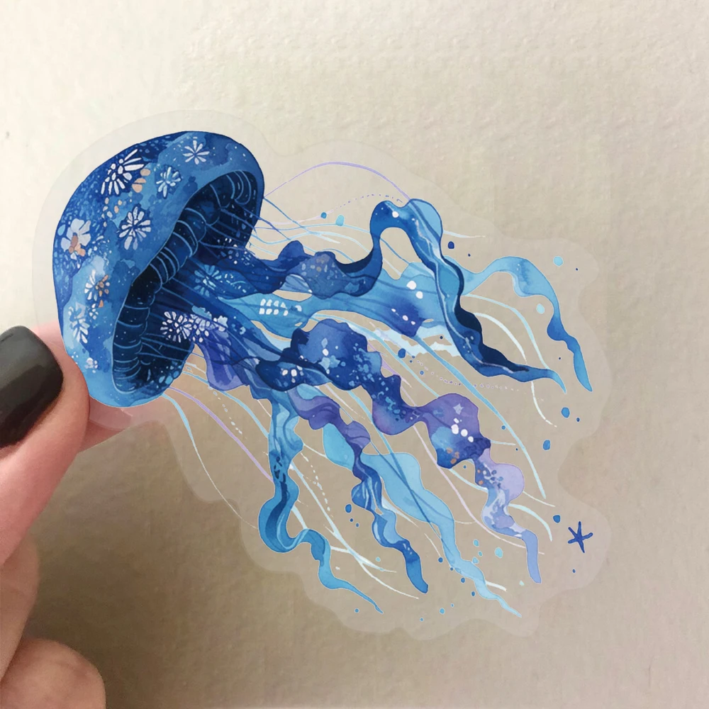 50pcs Colorful Jellyfish Waterproof PET Stickers for DIY Guitar Helmet Skateboard Luggage Water Cup Phone Case Gift Collection