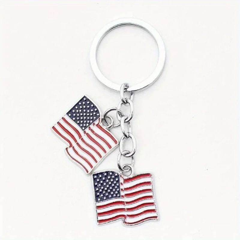 1pc American British Flag Pendant Keychain, Colorful Enameled USA UK Flag, Simple Style Party Holiday Decoration, Souvenir Gifts