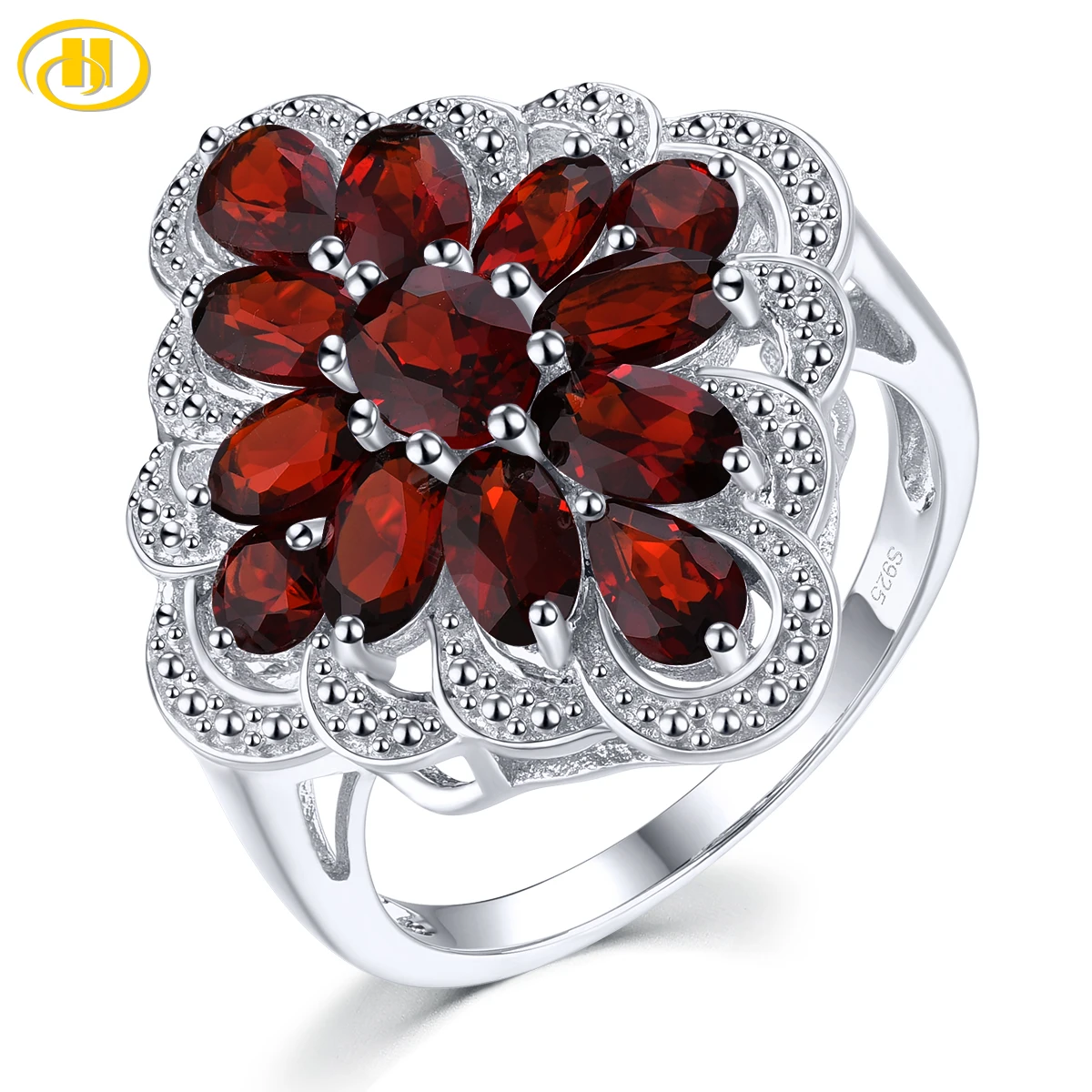 Natural Genuine Red Garnet Solid Silver Rings 3 Carats Romantic Gemstone Fine Jewelry S925 Women Favorite Anniversary Gifts