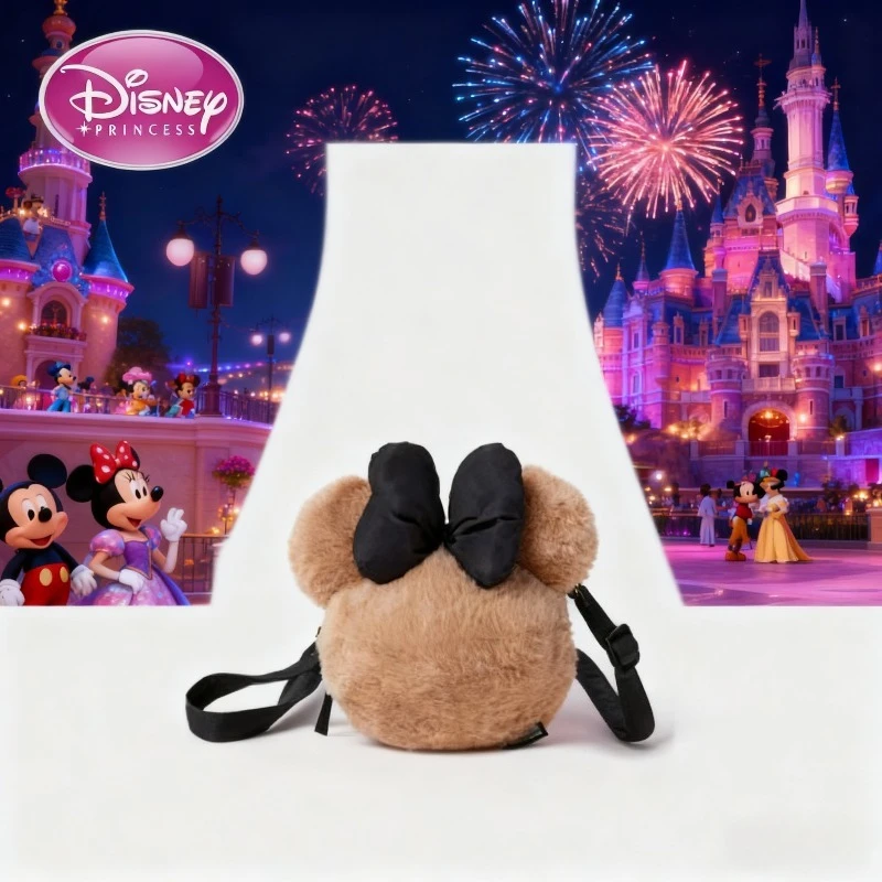 

Disney, новинка 2025, милая плюшевая детская сумка, сумка через плечо для девочек, милая плюшевая сумка через плечо с Минни для малышей