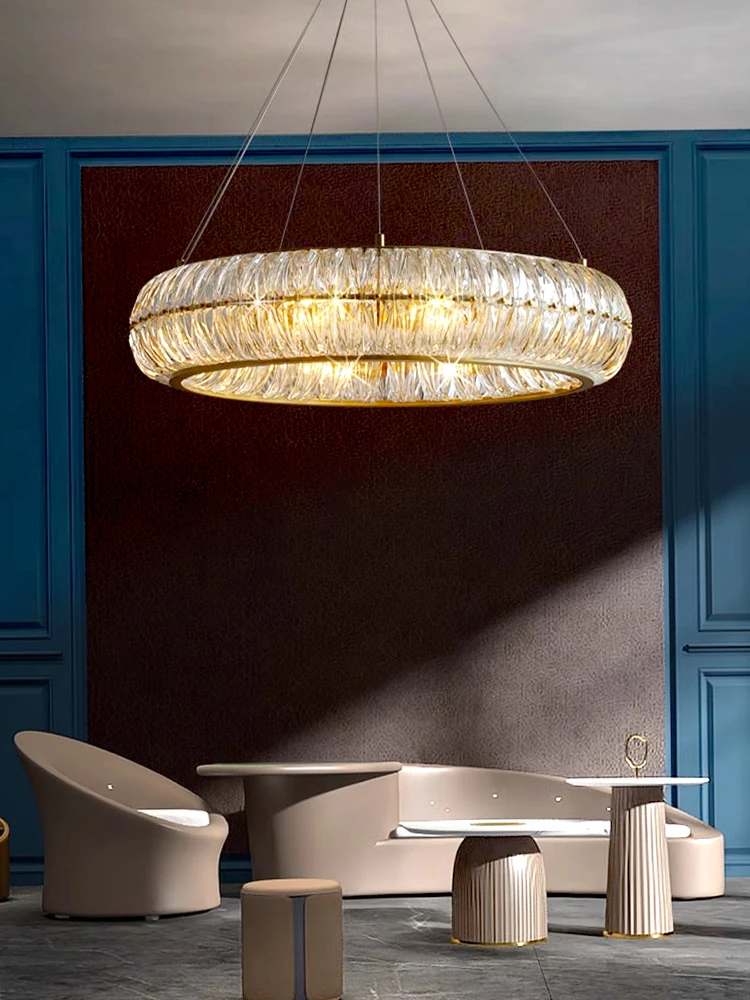 Luxury Texture Glass Round Pendant Lights Led Home Lighting Vintage Fixture Hanging Lamp For Ceiling Living Room Decor Lustres