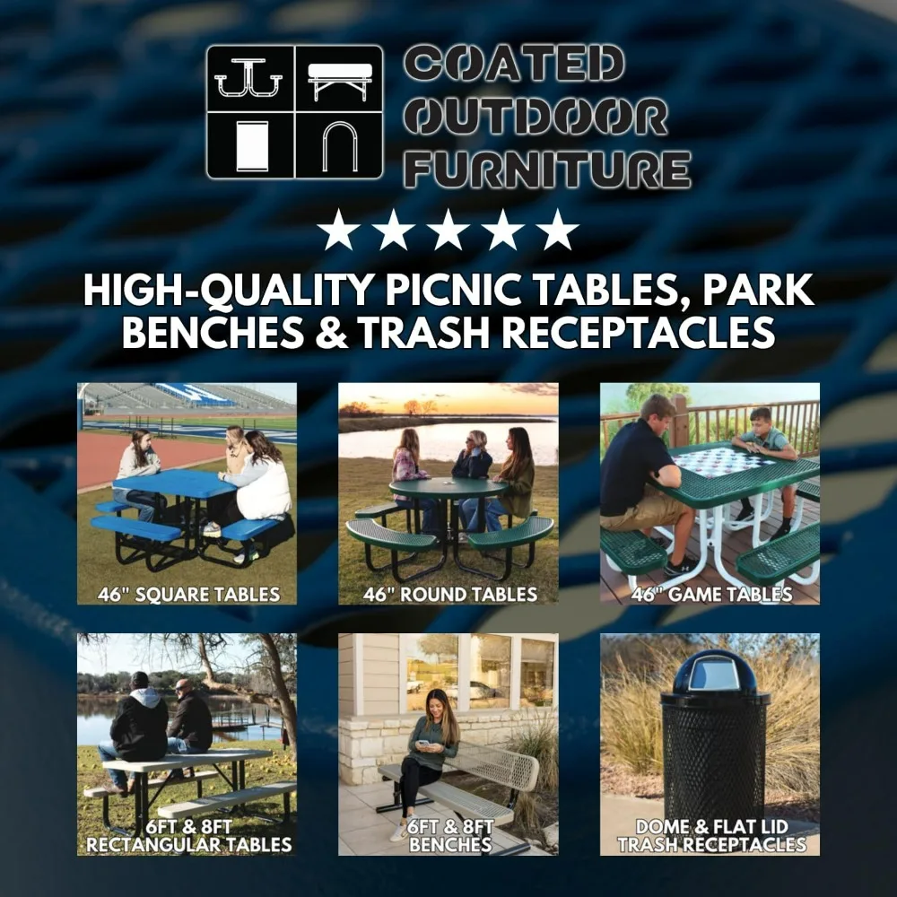 Coated Outdoor Furniture Heavy-Duty Portable Outdoor Picnic Table with Umbrella Hole,Outdoor Tables