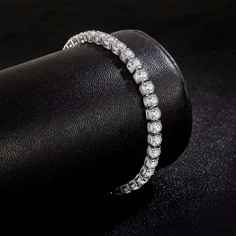 S925 Sterling Silver Bracelet Zirconia Tennis Ball Women Fashion Simple Engagement Wedding Charm Jewelry 4mm 16-20cm