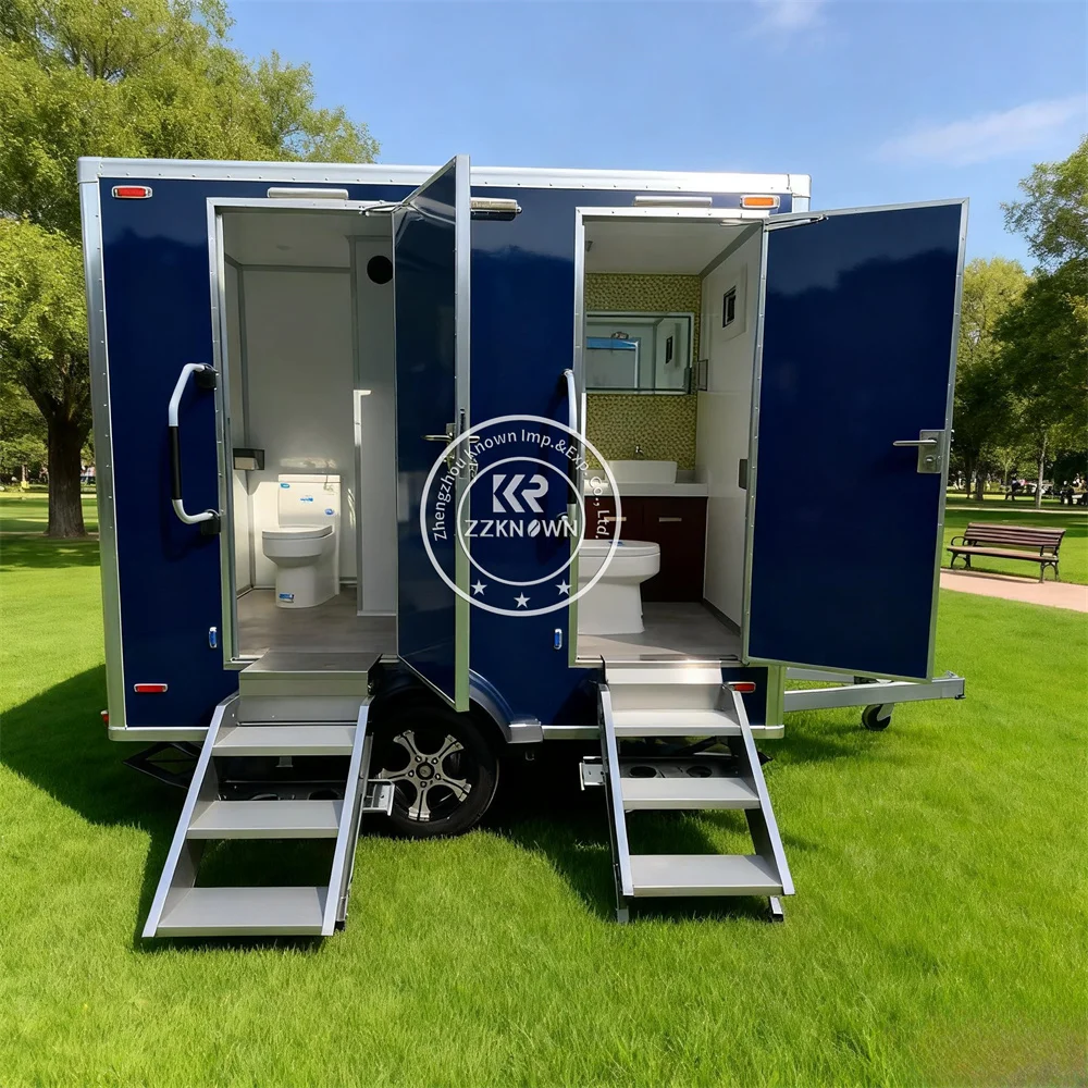 

High Quality Container Material Luxury Portable Bathroom Trailer Outdoor Toilet Trailer Outdoor Restroom on Wheels
