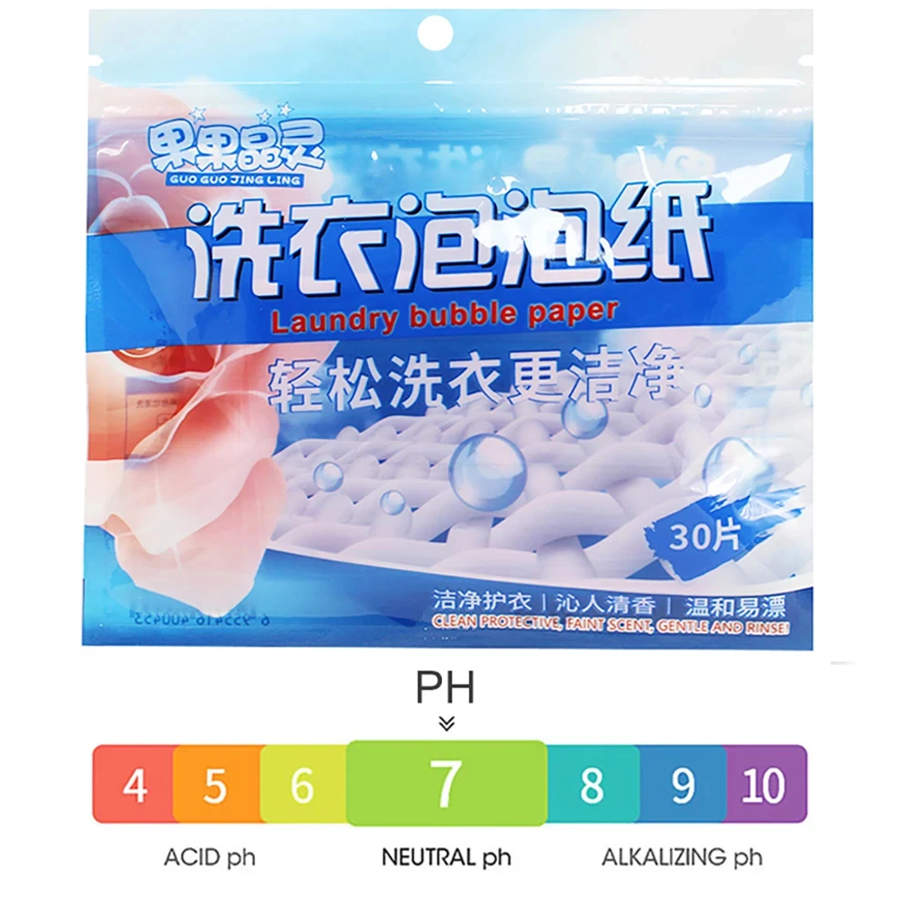 120pcs Portable Laundry Sheet Fruit Crystal Laundry Bubble Paper Cleaning Sheet Strong Decontamination Scent Lasting