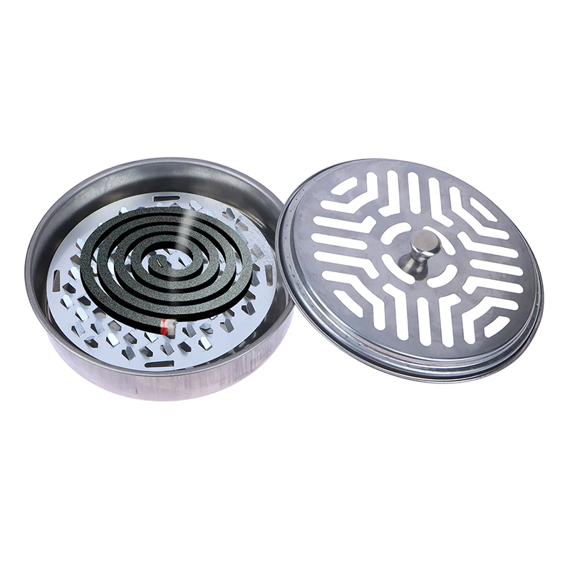 

Mosquito Coil Holder Round Steel Mosquito Coil Box With Cover Mosquito Coil Tray Nail Tooth Insect Repellent Candle Holder