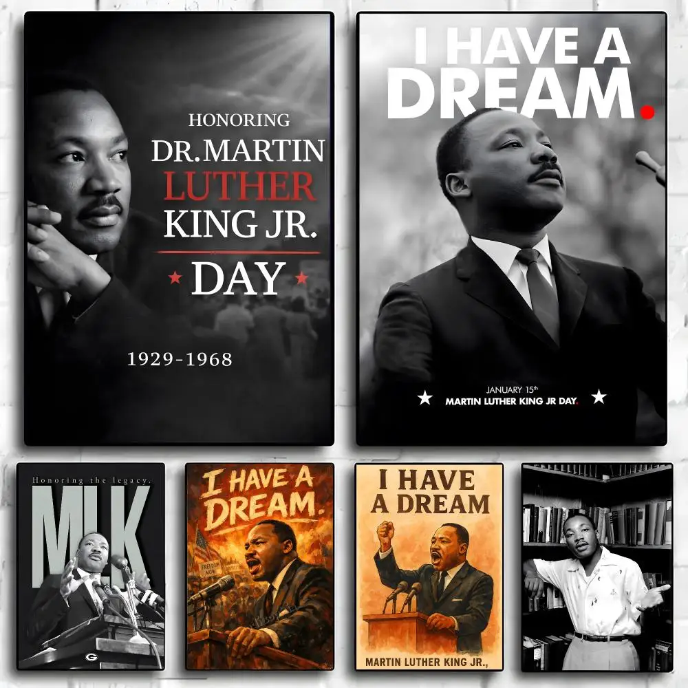 Figure Martin Luther King Poster Poster Self-adhesive Art Waterproof Paper Sticker Coffee House Bar Room Wall Decor