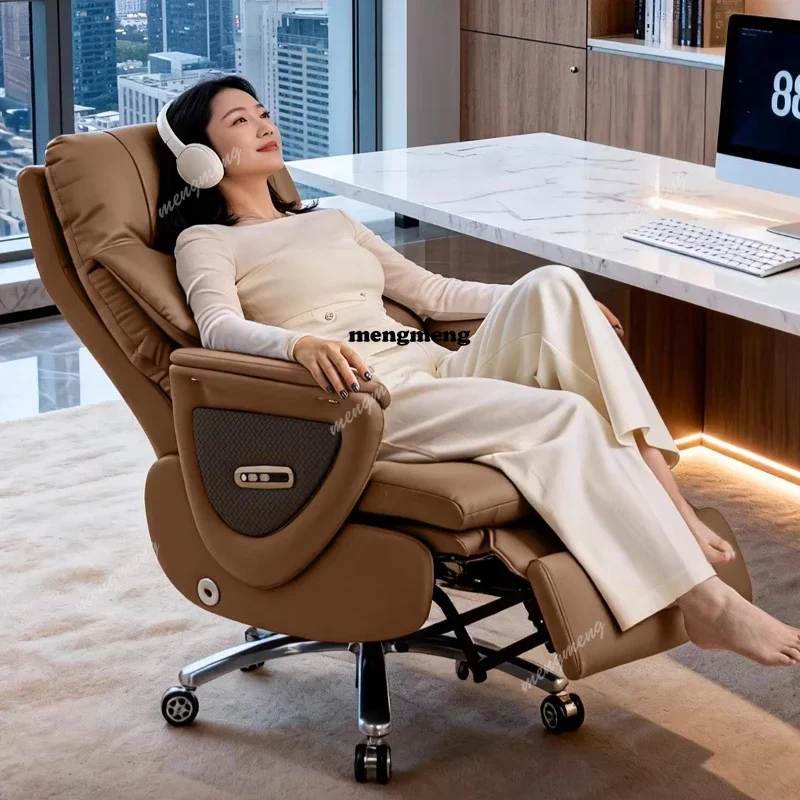 

Best seller Leather electric ventilation hot compress boss office chair comfortable and sedentary high-end home computer chair c