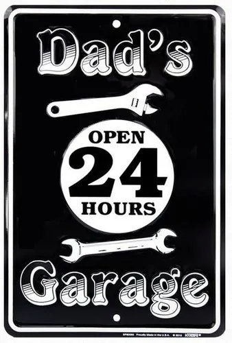 Dad;s Garage Embossed Metal Novelty Parking Sign