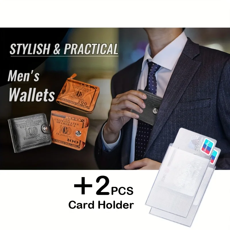 Men's 2-Fold Leather Wallet with Buckle – Slim Card Holder & Multi-Slot Design, Gift for Dad, Birthday & Christmas
