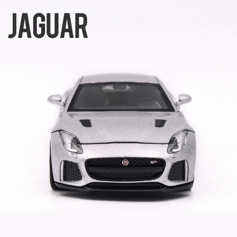 1/32 Jaguar F-Type Toy Car Model RMZ City Diecast Metal Vehicle Miniature Sound & Light Pull Back Collection Gift For Kid Boys