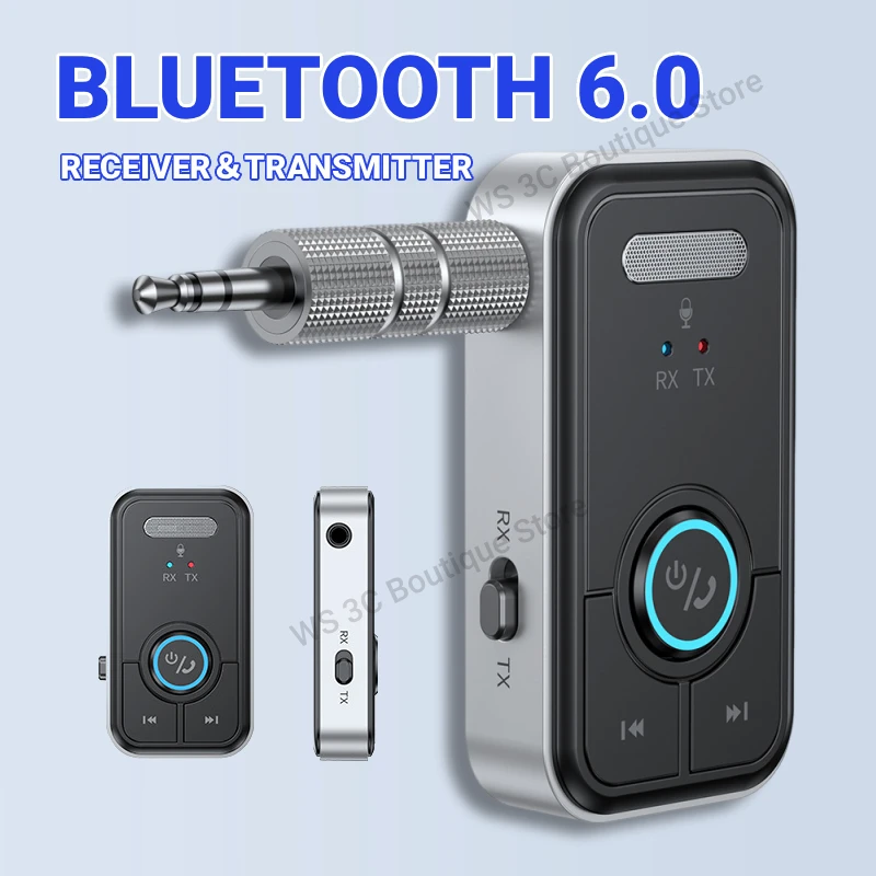 ترقية بلوتوث 6.0 جهاز ريسيفر استقبال وإرسال HiFi ستيريو الموسيقى سيارة AUX محول الصوت 3.5 مللي متر جاك مع هيئة التصنيع العسكري الاتصال لمجموعة السيارة